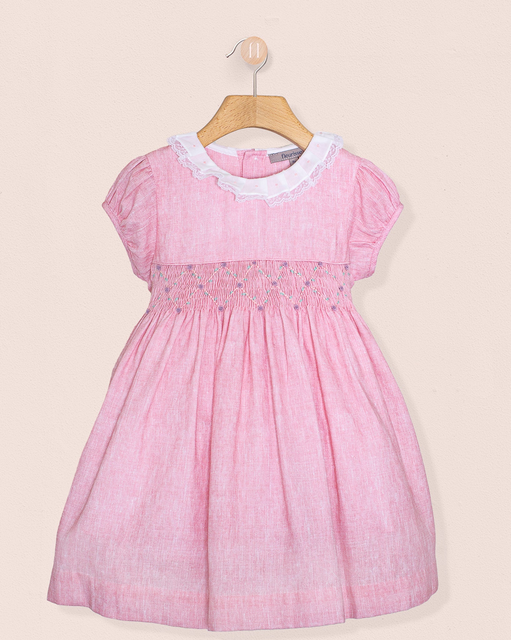 Bella Italian Pink Linen Smock - Smocked Dress