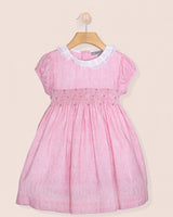 Bella Italian Pink Linen Smocked Dress