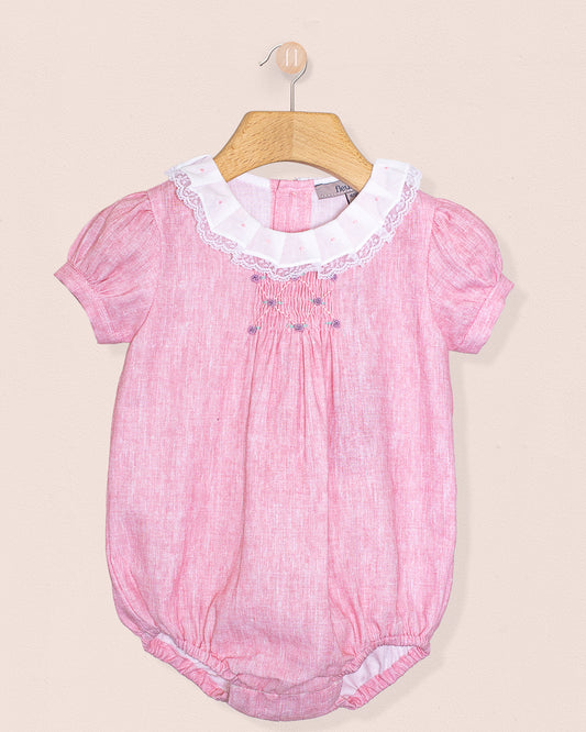 Bellina Italian Pink Linen Bubble - Romper