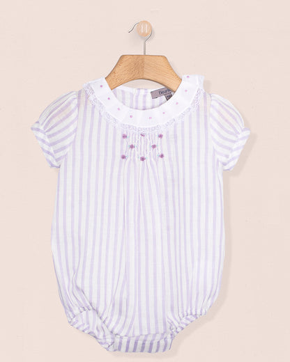 Bellina Italian Lilac Stripe Linen Bubble - Romper
