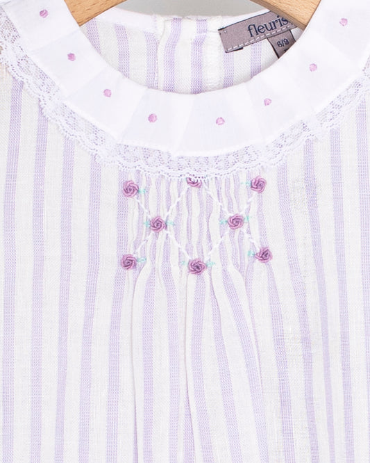 Bellina Italian Lilac Stripe Linen Bubble - Romper