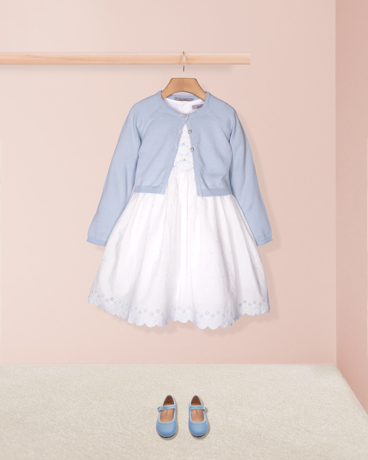 Berenice Provence Eyelet Blue Smocked Dress