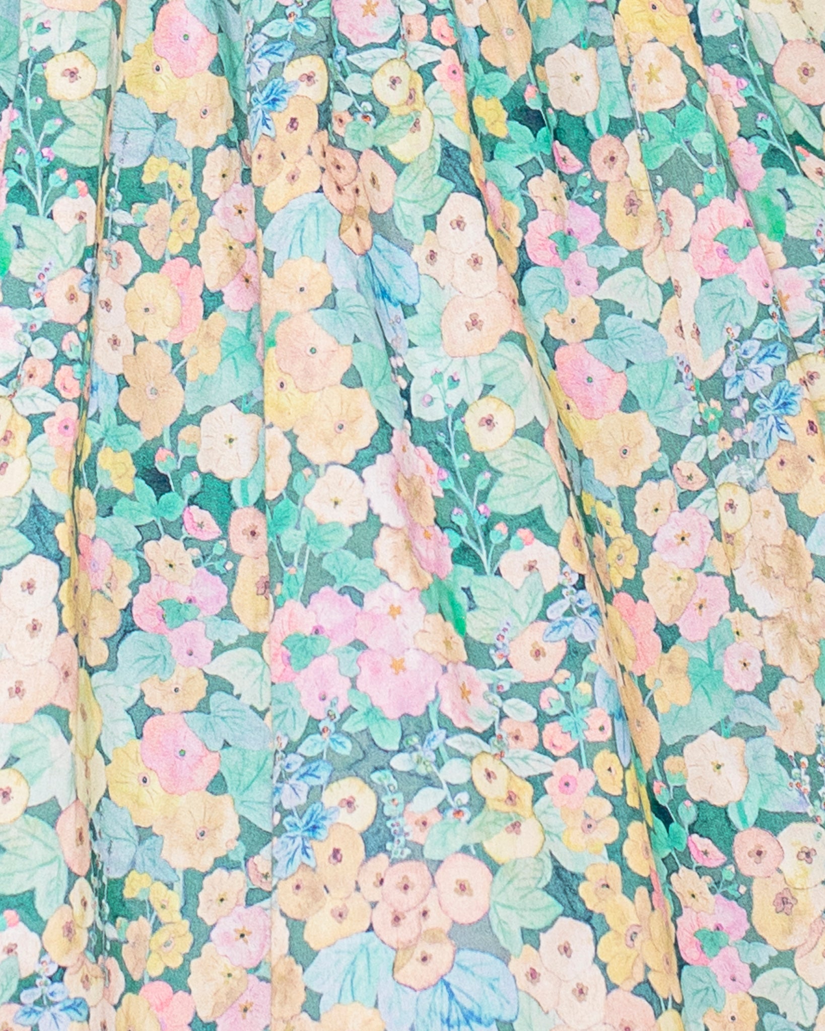 Berenice Liberty Hollyhocks Moss Smock - Smocked Dress