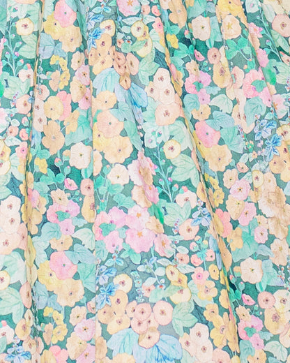 Berenice Liberty Hollyhocks Moss Smock - Smocked Dress