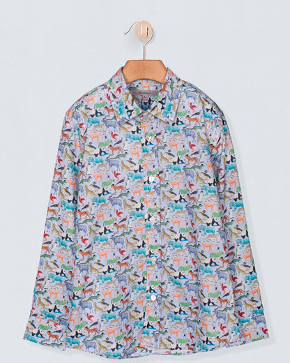 Bernard Liberty Animals Blue Queue Shirt