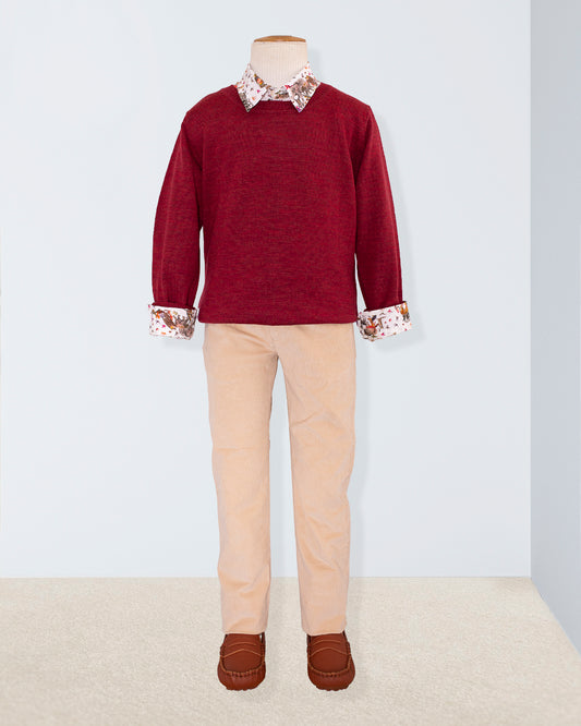 Crew Neck in Fine Birchwood Mélange Wool - Sweater