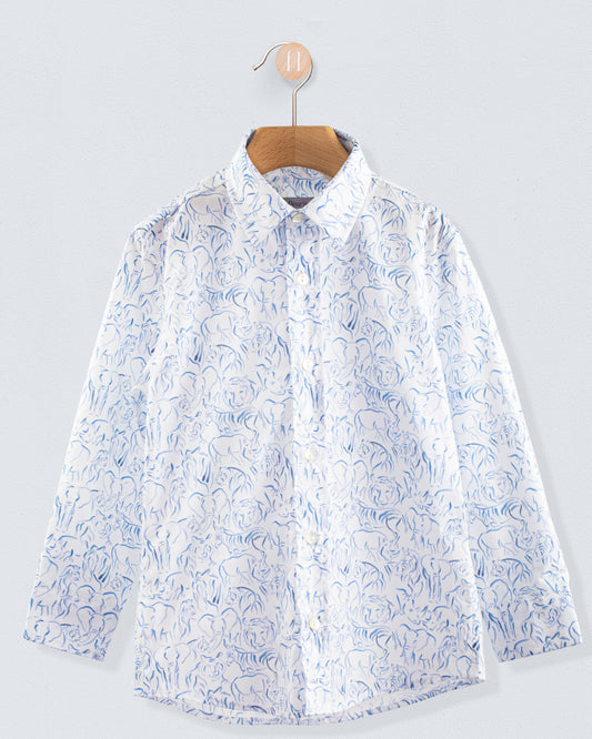 Bernard Organic Liberty Watercolor Blue Shirt - Shirt
