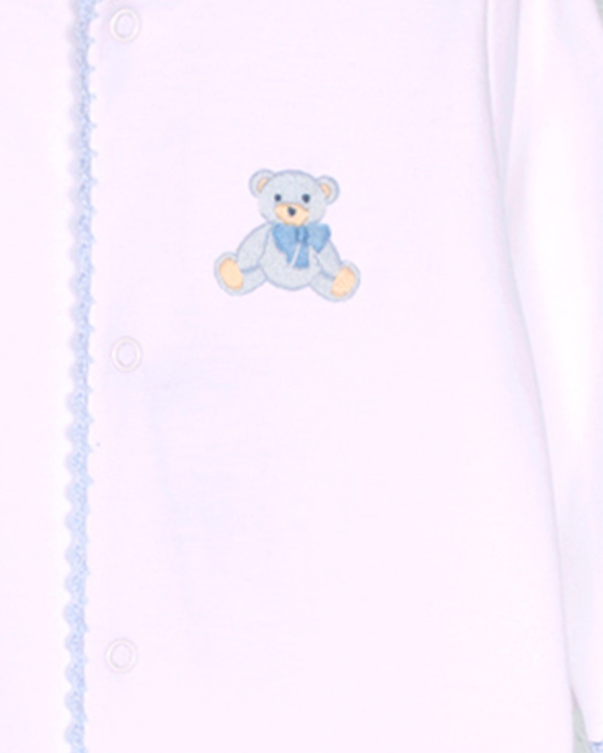 Baby romper with teddy bear design on a white background