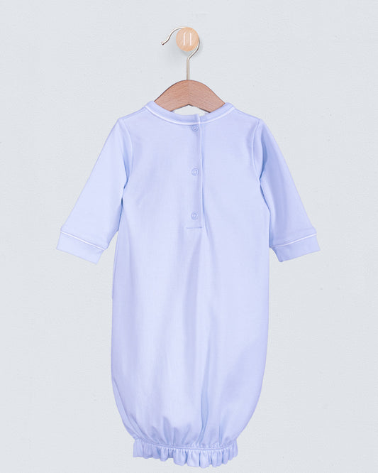 Bris Pima Light Blue Smocked Gown and Hat Set - Stretchie