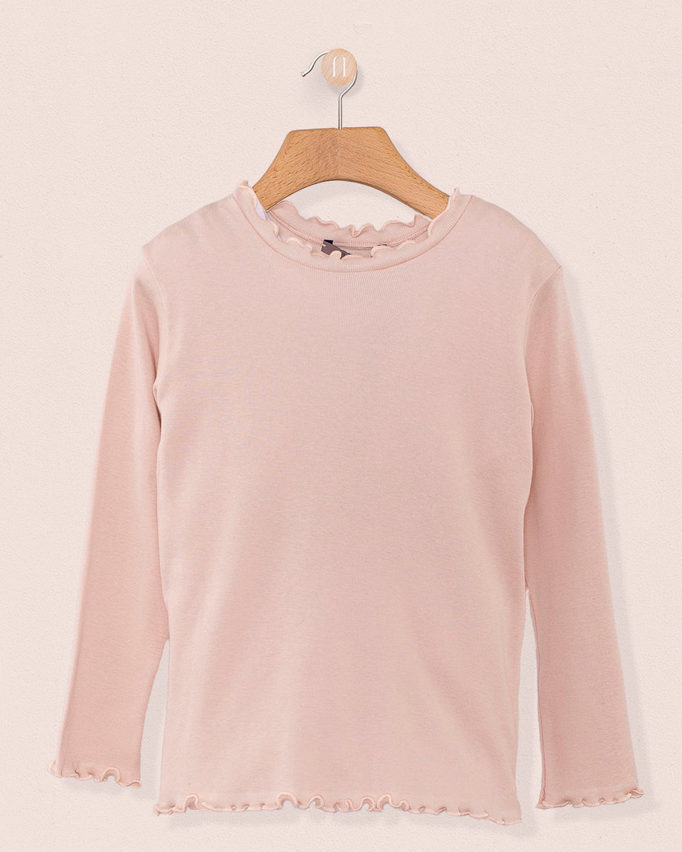 Mock Neck Italian Brushed Cotton Shirt Blush