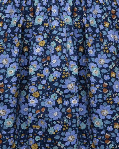 Navy blue fabric with small floral pattern
