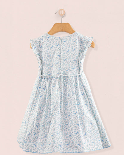 Bonnie French Blue Butterflies Smock - Smocked Dress