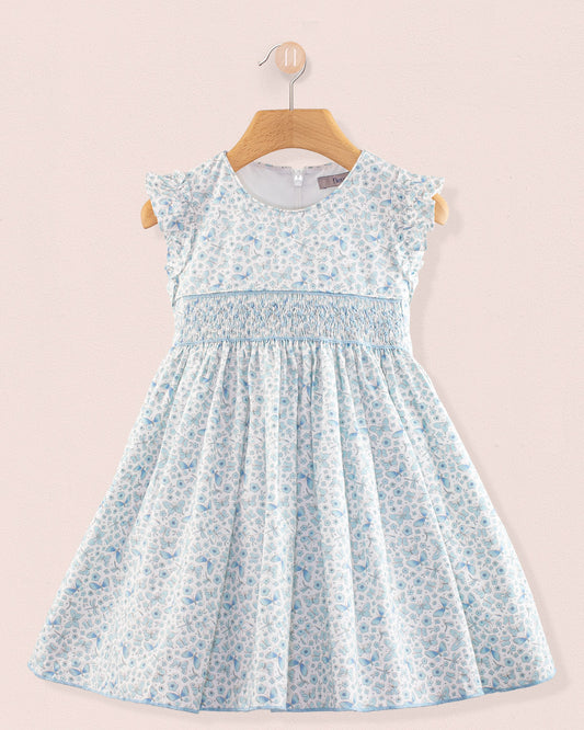 Bonnie French Blue Butterflies Smock - Smocked Dress