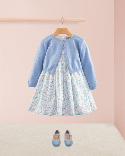 Bonnie French Blue Butterflies Smock - Smocked Dress