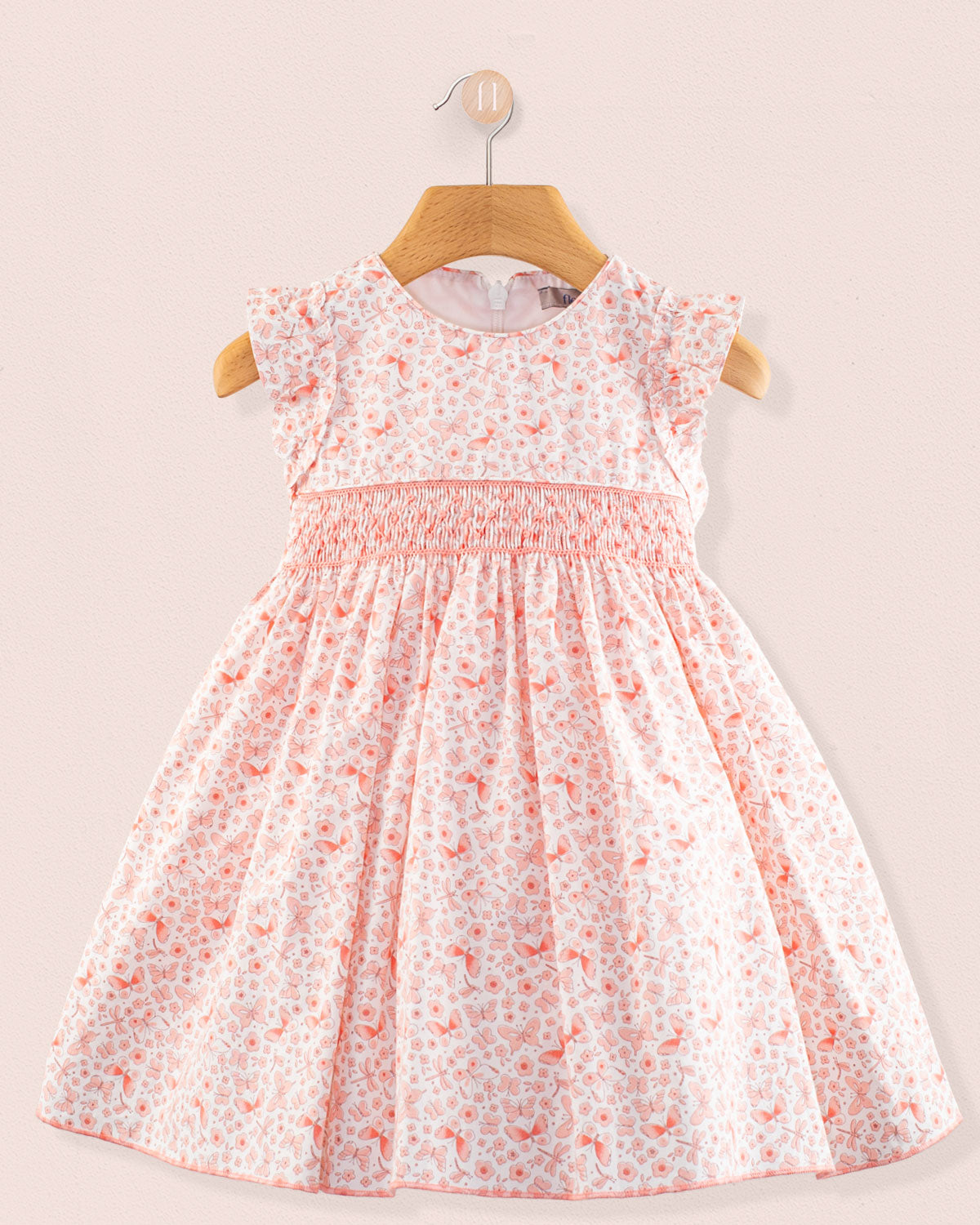 Bonnie French Pink Butterflies Smocked Dress