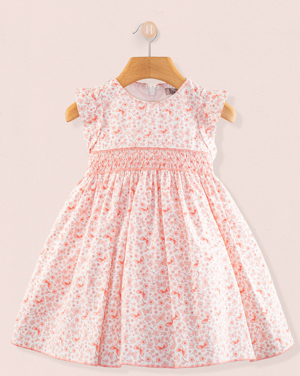 Bonnie French Pink Butterflies Smocked Dress