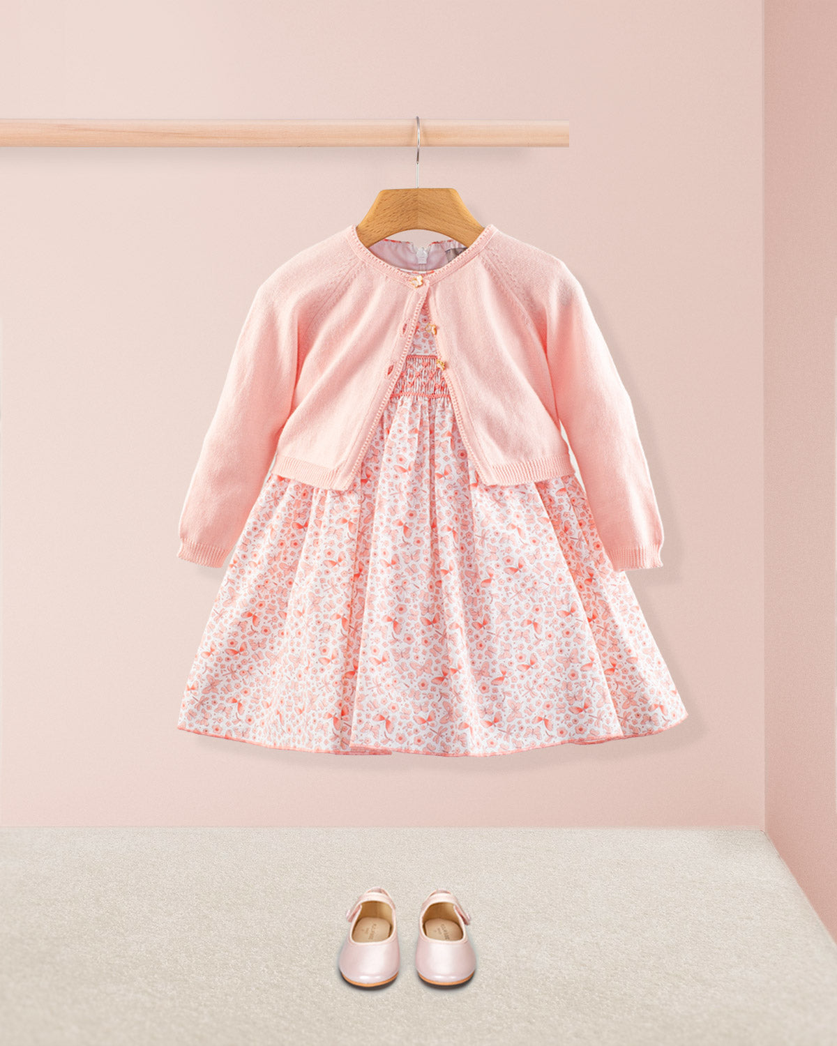 Bonnie French Pink Butterflies Smock - Smocked Dress