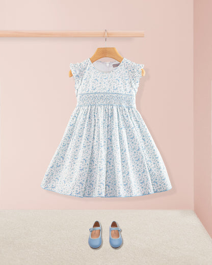 Bonnie French Blue Butterflies Smock - Smocked Dress