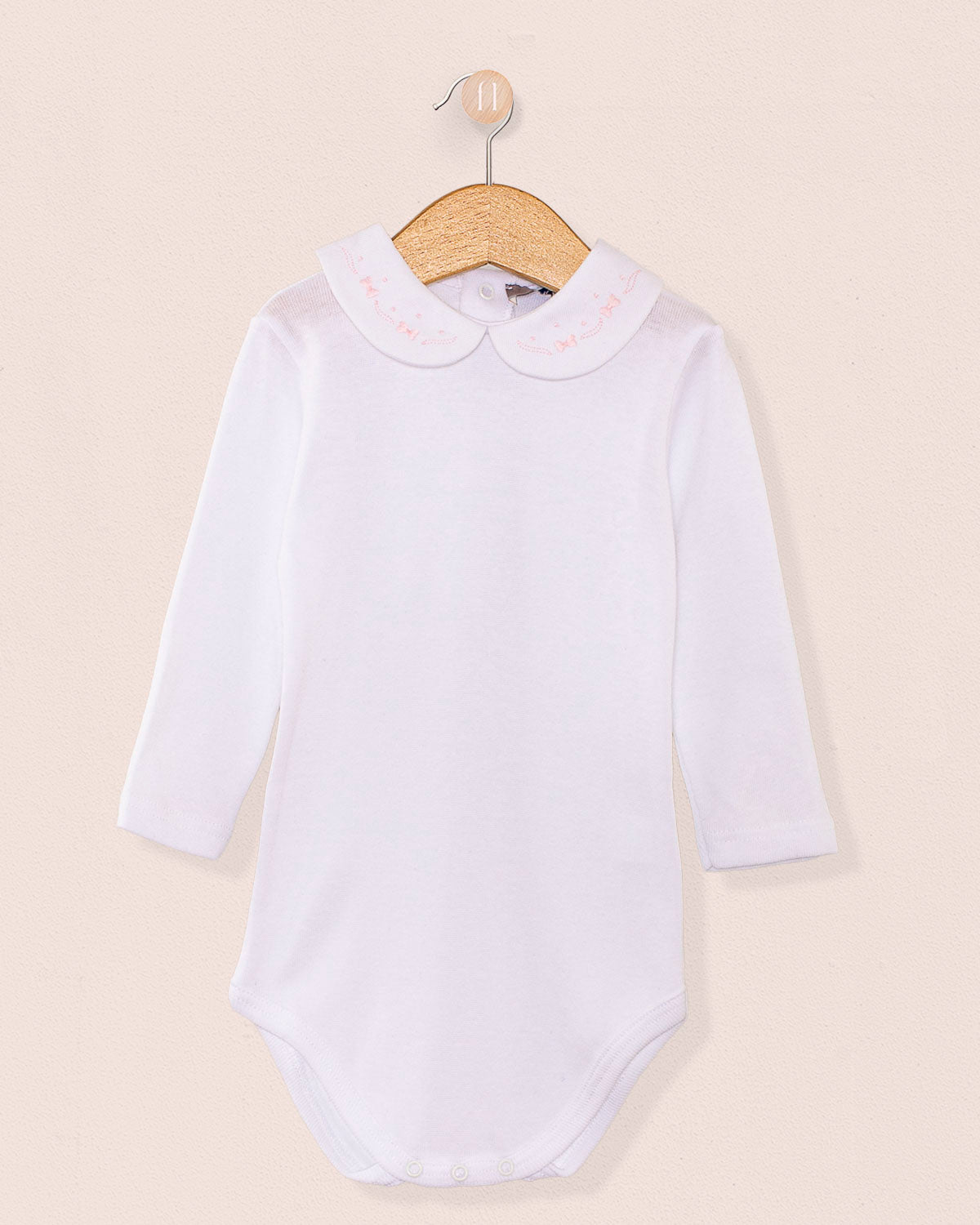 Onesie Italian Embroidered Pink Bows - Onesie
