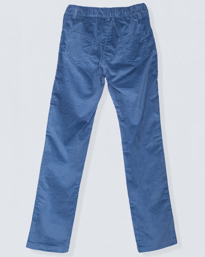 Back view of the Bradley Italian black Corduroy Pant, highlighting the elastic waistband and two rear patch pockets.