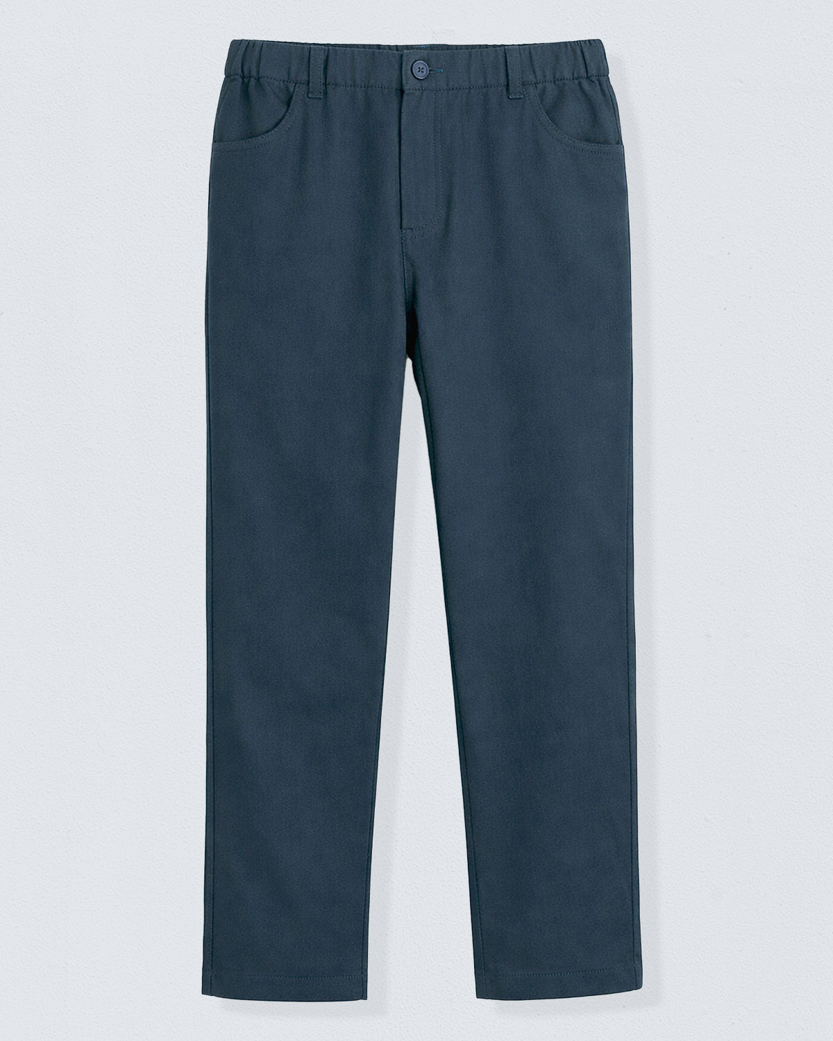 Navy blue pants on a light gray background