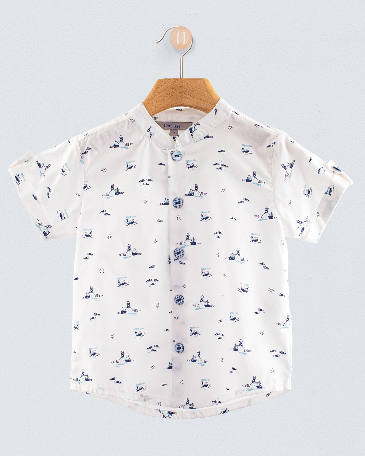 Brando Elegant Navy Sailboats Tunic - Shirt