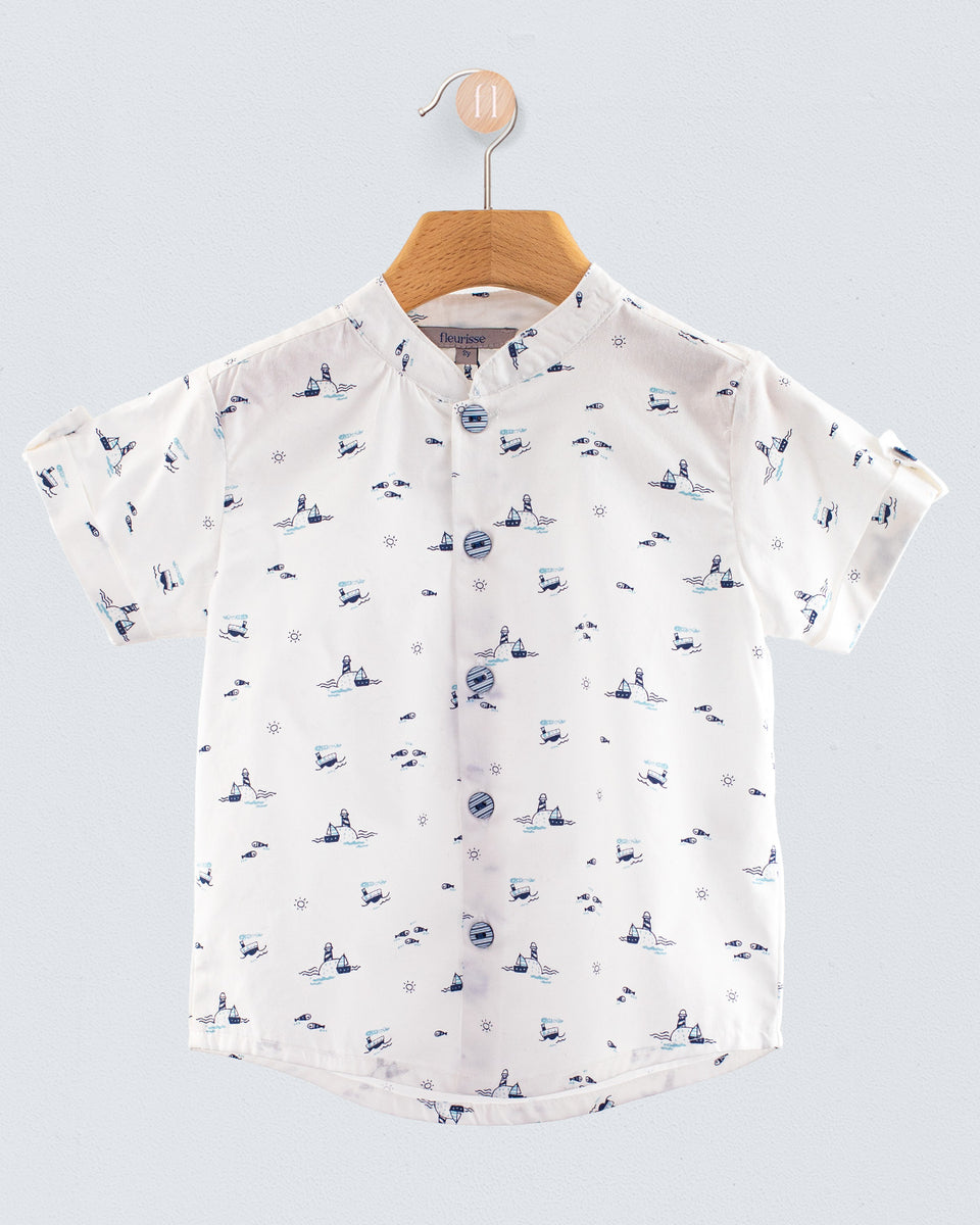 Brando Elegant Navy Sailboats Tunic