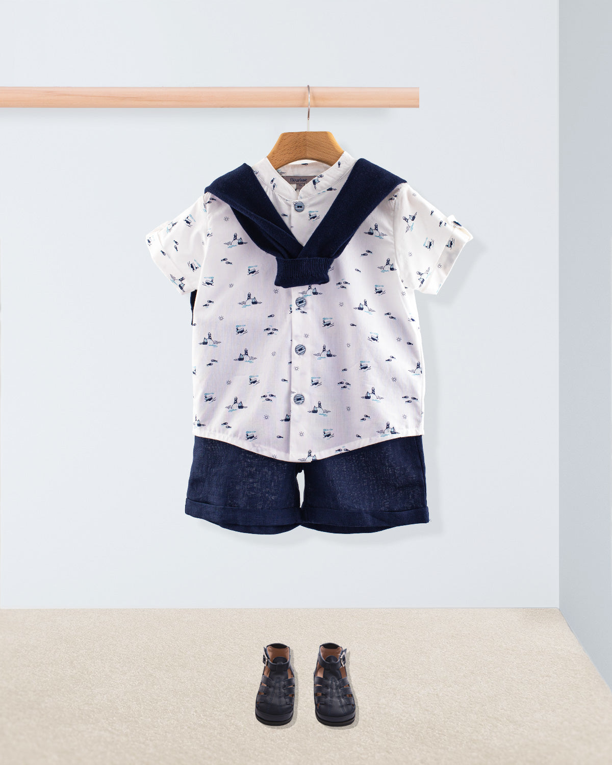 Brando Elegant Navy Sailboats Tunic - Shirt