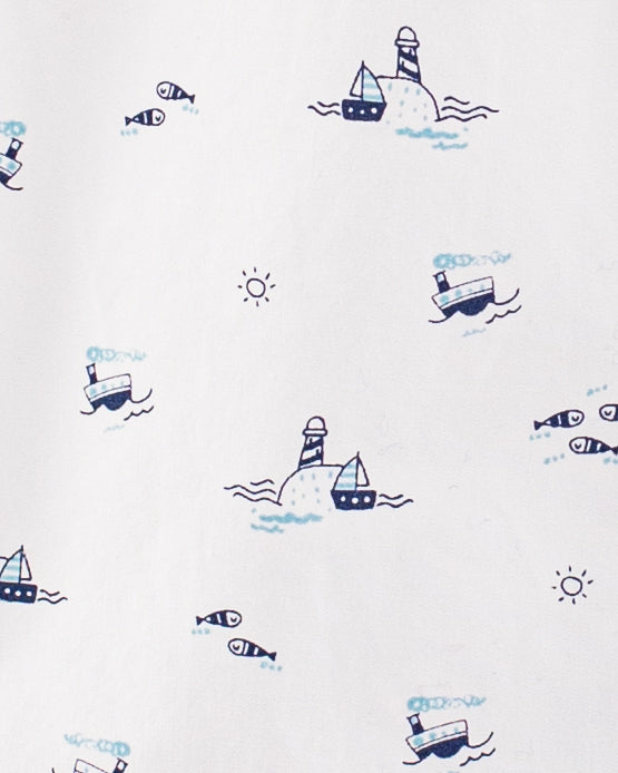 Brando Elegant Navy Sailboats Tunic - Shirt