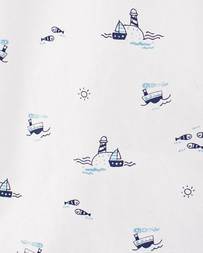 Brando Elegant Navy Sailboats Tunic - Shirt