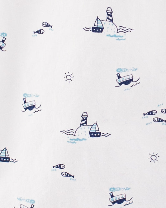 Brando Elegant Navy Sailboats Tunic - Shirt