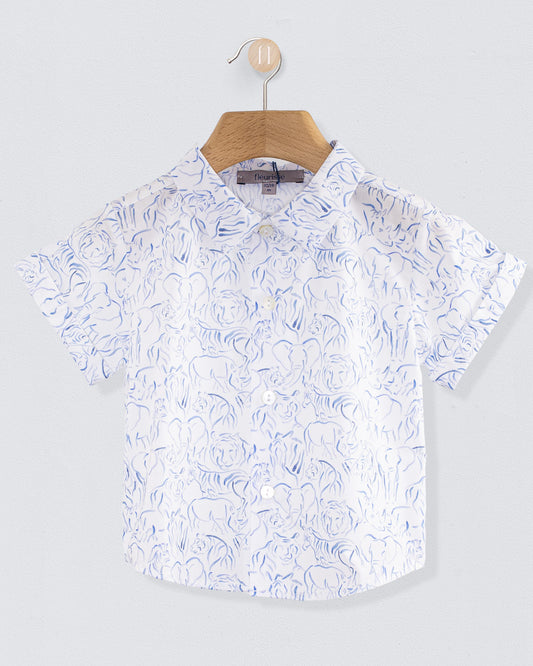 Henry Liberty Watercolor Blue Safari Shirt - Shirt