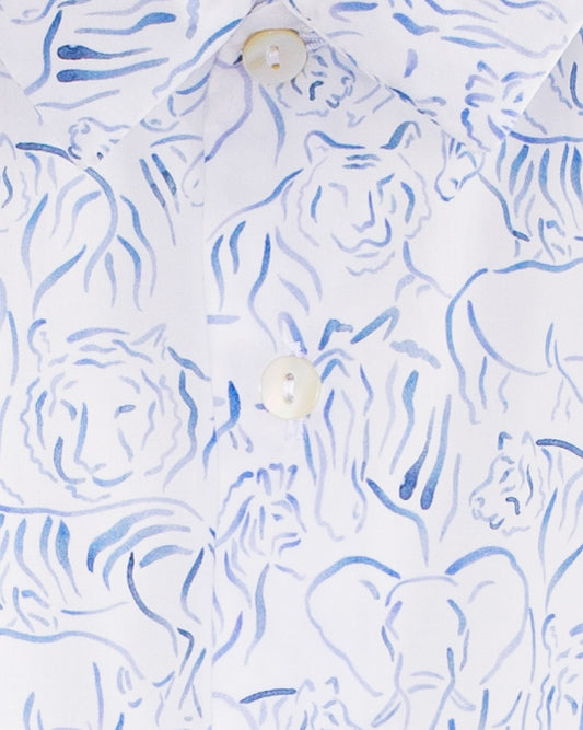 Henry Liberty Watercolor Blue Safari Shirt - Shirt