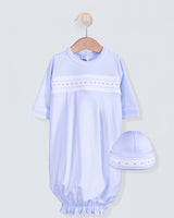 Bris Pima Light Blue Smocked Gown and Hat Set