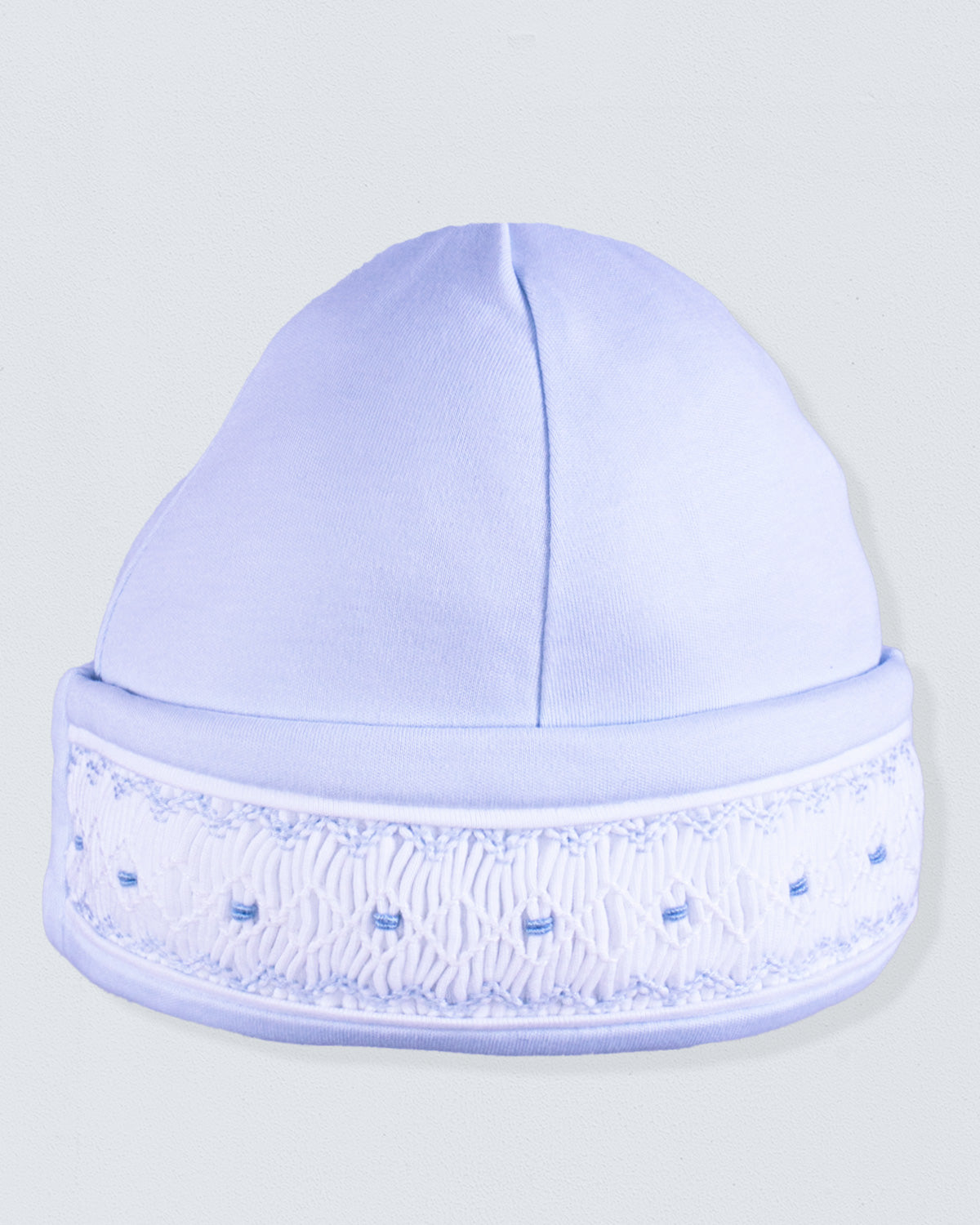 Bris Pima Light Blue Smocked Gown and Hat Set - Stretchie