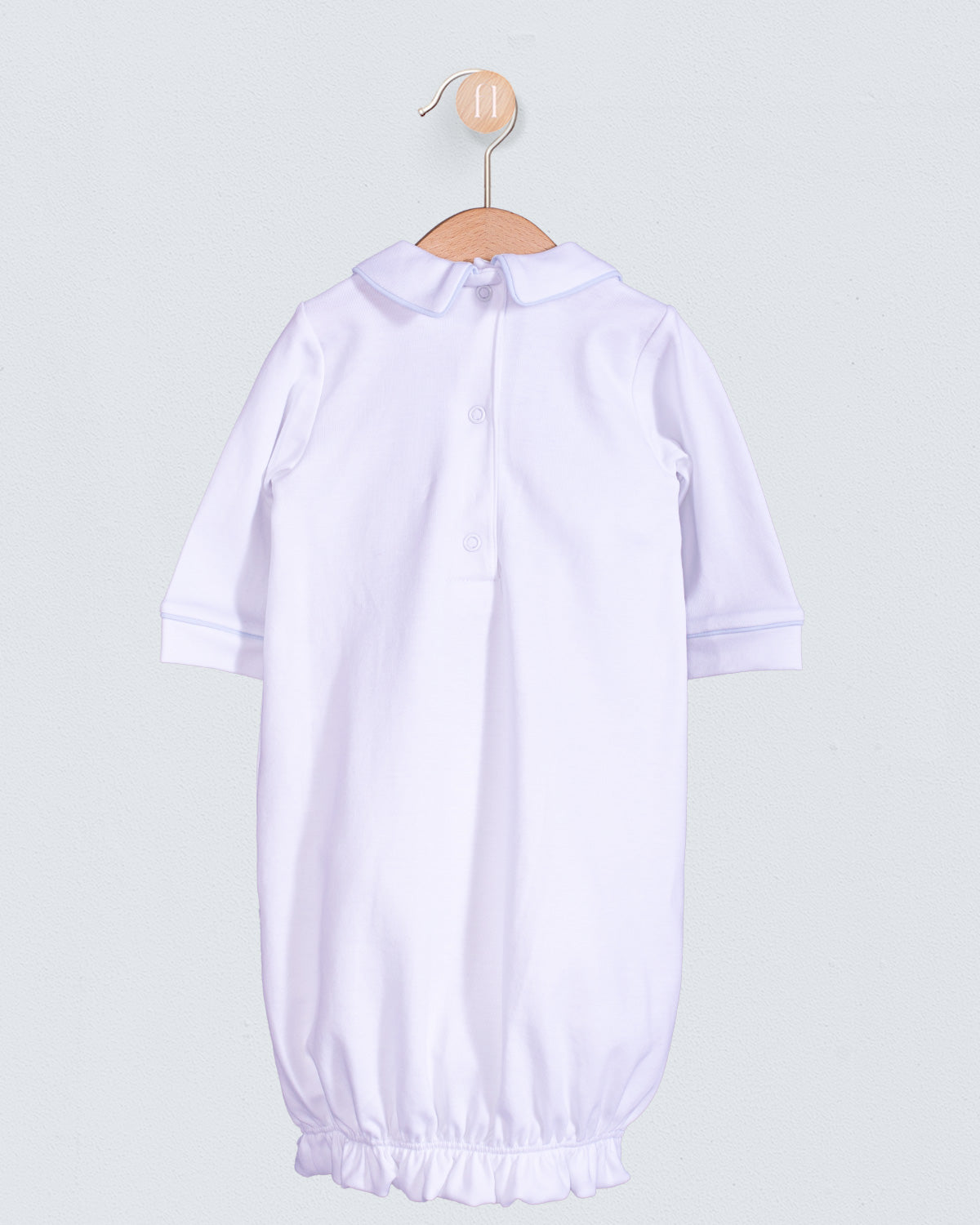 Bris Pima White Smocked Gown and Hat Set - Stretchie