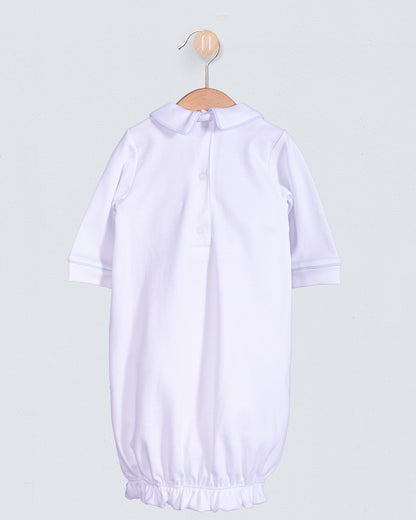 Bris Pima White Smocked Gown and Hat Set - Stretchie