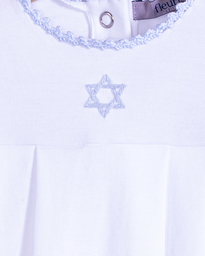 Bris Pima White Star of David Gown and Hat Set - Stretchie
