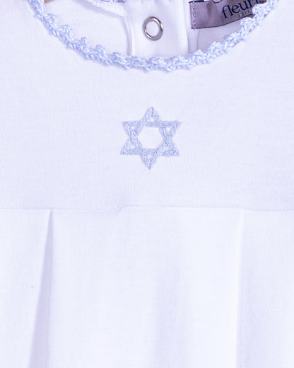 Bris Pima White Star of David Gown and Hat Set - Stretchie