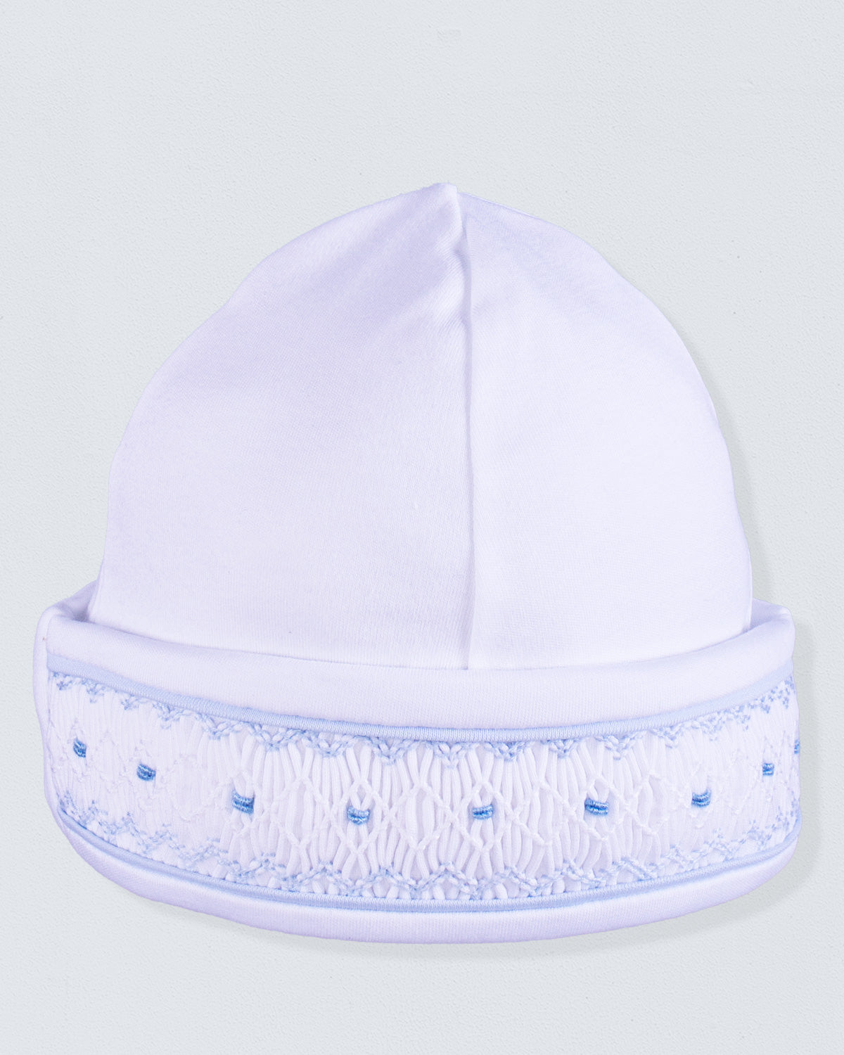 Bris Pima White Smocked Gown and Hat Set - Stretchie