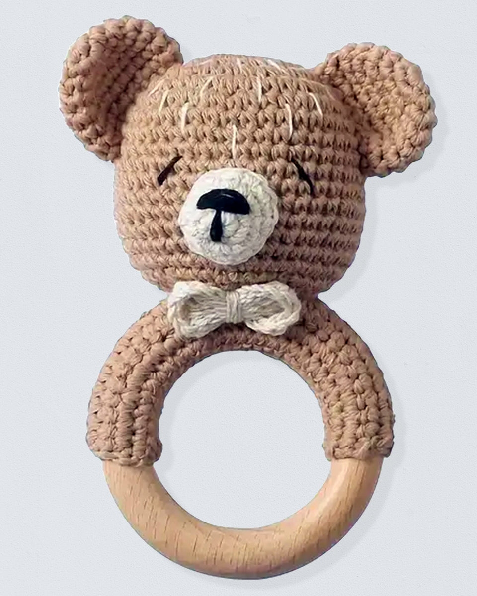 Crocheted Bear Rattle Toy