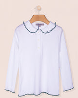 Collar Shirt Long Sleeve Italian Cotton Pine Trim