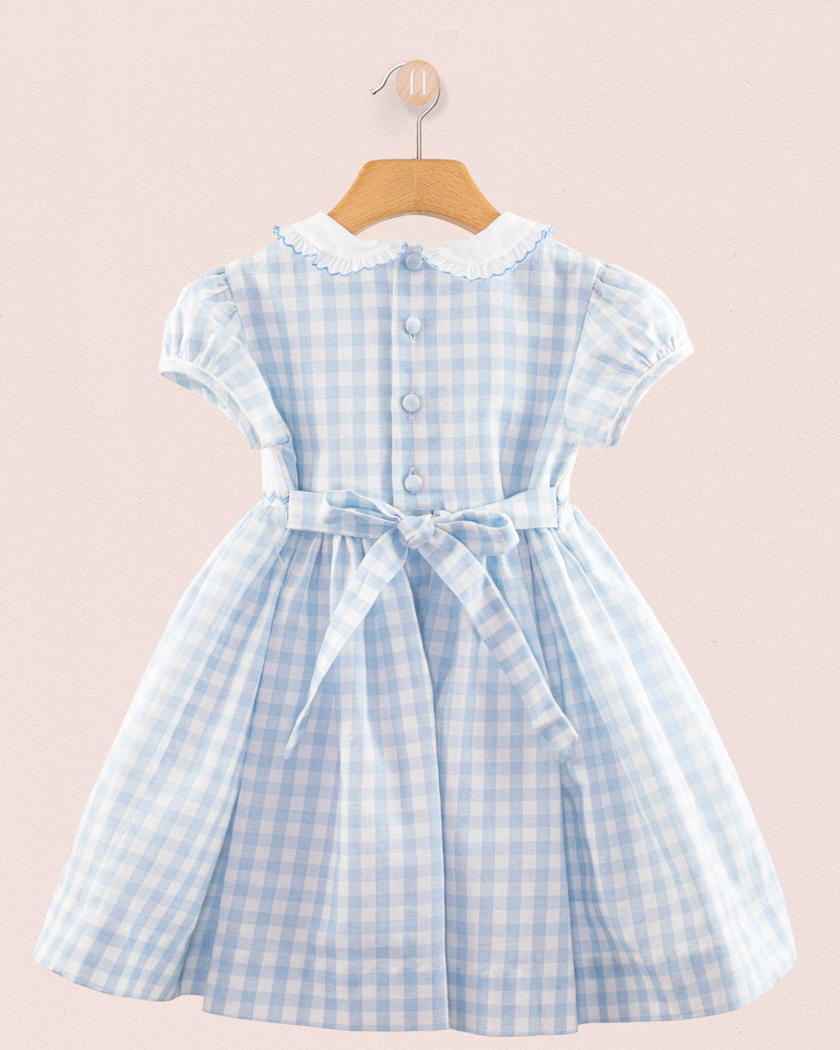 Bunny Blue Gingham Linen Smocked Dress 12M Bunny Blue Gingham Linen Smocked Dress 12M