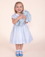 Bunny Blue Gingham Linen Smocked Dress