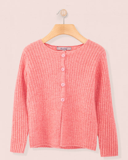 Cashmere Ribbed Candy Cardigan - Cardigan