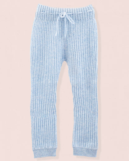 Cashmere Ribbed Light Blue Mélange Legging - Legging