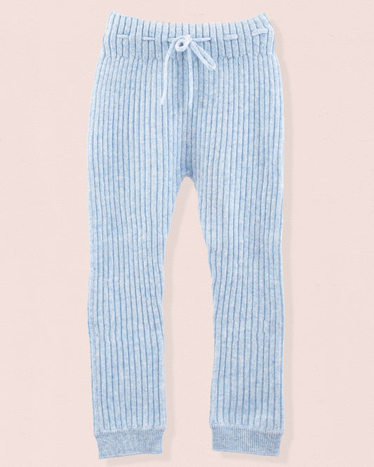 Cashmere Ribbed Light Blue Mélange Legging - Legging