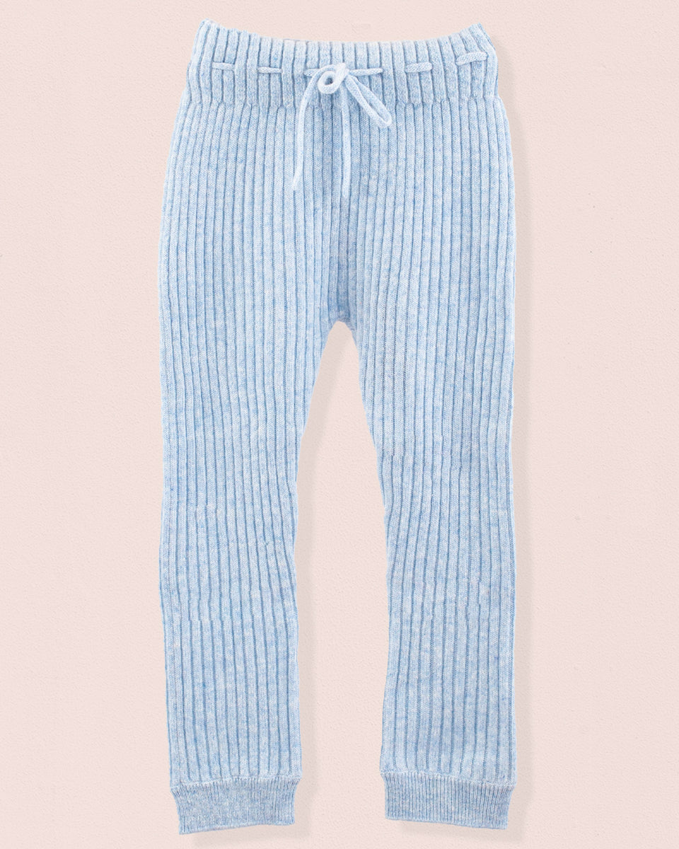 Cashmere Ribbed Light Blue Mélange Legging