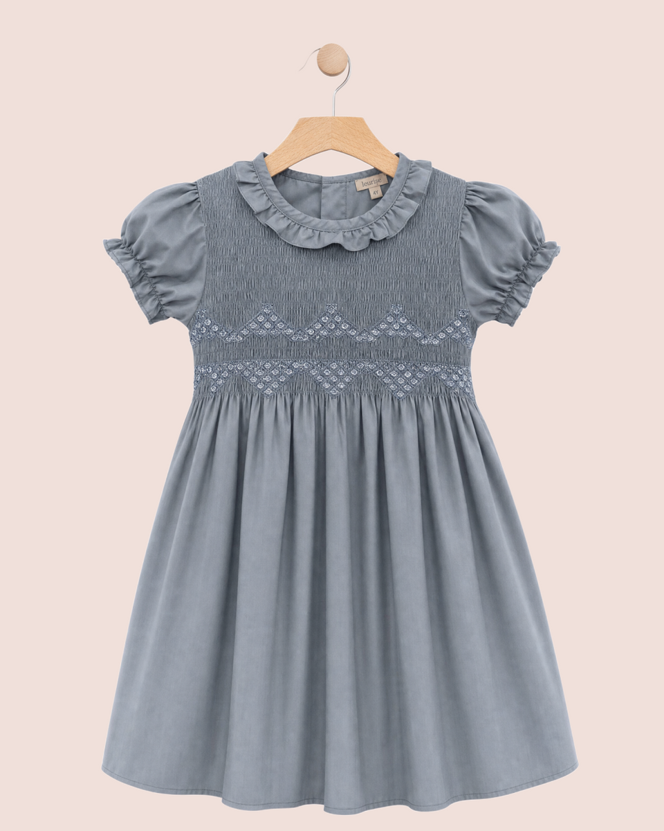 Celebration Blue Taffeta Smocked Dress