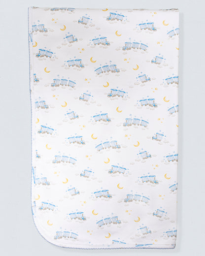 Pima Choo Choo Train Receiving Blanket - Blanket
